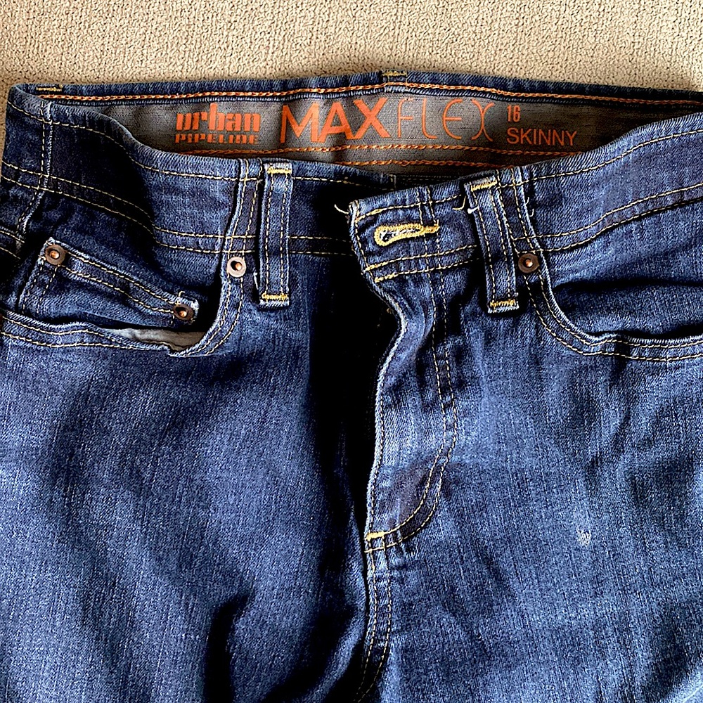 Boys size 16 skinny urban pipeline jeans. Dark blue barely worn.